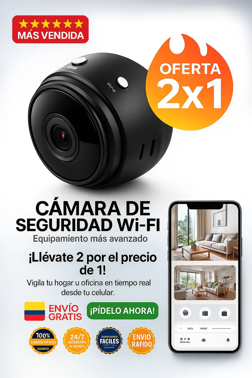 Llévate 2 al precio de 1 - Mini Cámara de Seguridad con visión nocturna